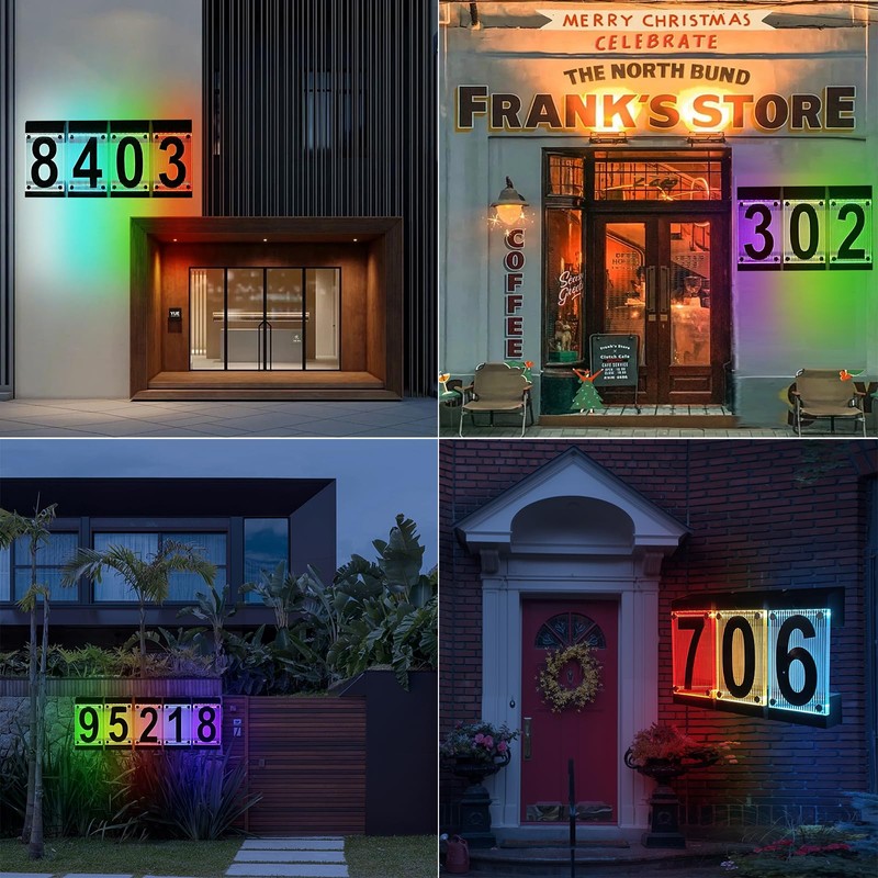 XINDEW Solar House Numbers for Outside, 3D Acrylic Number Colorful