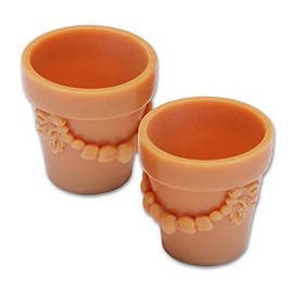 MyTinyWorld 2 X Pairs Doll's House Miniature Terracotta Style Resin Flower Pots - Style 3s