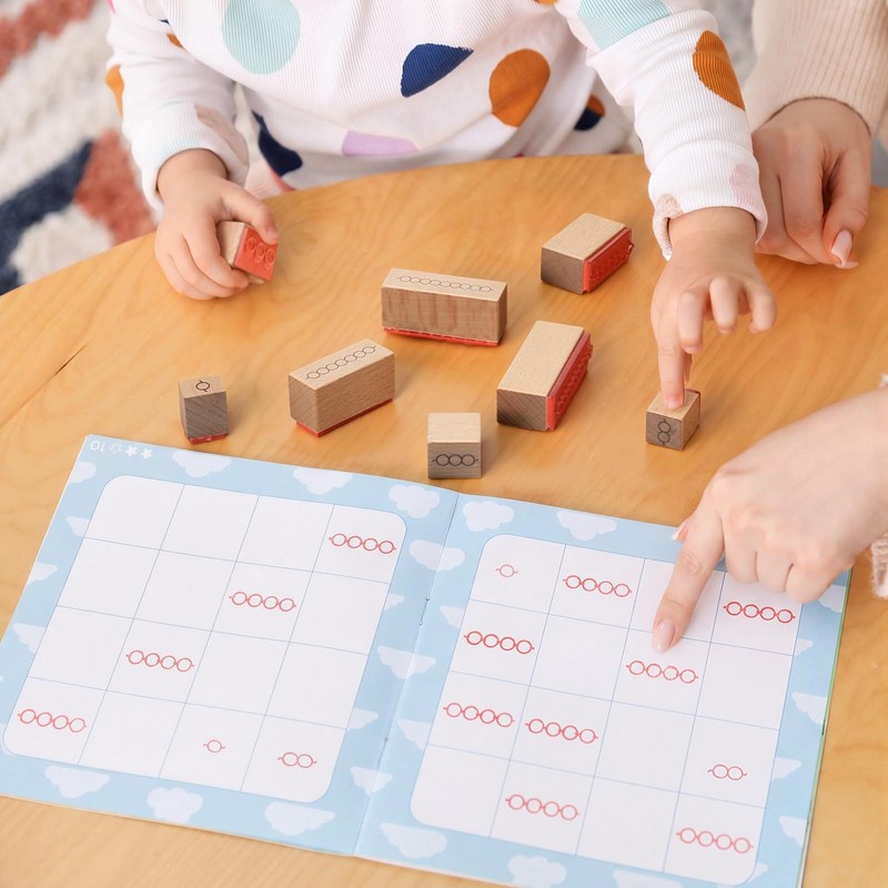 MotiMind 10 Pack Montessori Teacher's Bead Bar Rubber Stamp Set