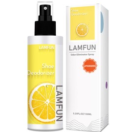 Shoe Deodorizer Spray, Lamfun Natural Odor Eliminator for Smelly Feet, Shoes and Gym Bags, Foot Deodorant Fights Odor, Lemon Fragrance, 150ml