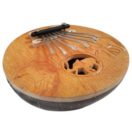 Kalimba Coconut Shell Body Amplify the Sound Steel Tines Give Resonant Sound Amazing Clear Musical Notes Soothing Tones Can Be Played for Meditative Calm Relaxation Unique Décor (Elephant)