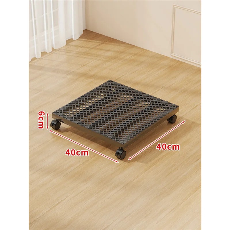 Round Iron Plant Caddy with Locking 360° Wheels, Mobile Flower