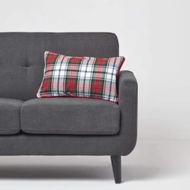 HOMESCAPES - 100% Cotton - MacDuff Tartan Check - Cushion Cover - 30 x 50 cm Rectangular - 12 x 20 Inches - Christmas Red Green White - 100% Cotton sofa Cushion Cover - Washable