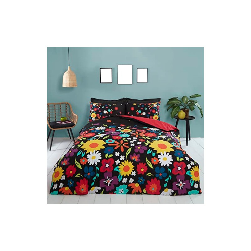 Rapport Home Brighton Floral Black Duvet Cover Set Single Multicoloured