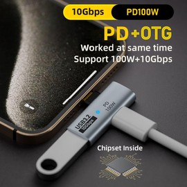 chenyang 2 in 1 USB C to USB 3.2 Adapter with 100W Charging Port, USB C Male to USB 3.2/USB C Female Fast Charging Data Transfer OTG Converter Adapter