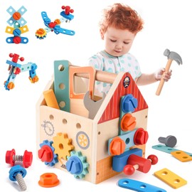 ZOOYAUE Montessori Children's Tool Box, Educational Toy, Wooden Tool Box, Birthday Gift for Girls and Boys from 3 Years