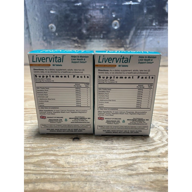 HealthAid LiverVital formulated natural detoxifying herbs 60 Tablets 2-PCK 03/27