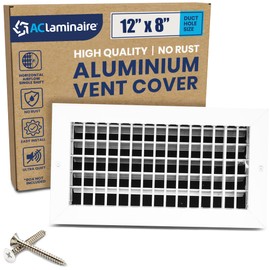 12" x 8" Duct Hole Aluminum Single Deflection Adjustable Air Supply Register with Multi-Shutter Damper - High Airflow HVAC Wall Vent Cover, Ceiling Register, Return Cold Air Grille - 13.6" x 9.6" Face
