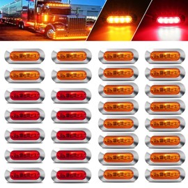 ALFU 30PCS 12-24V 4 LED Side Marker Indicator Lights Side Front Rear Tail Clearance Lamp Marker Light Trailer Lights for Trailer Truck Boat Deck RV Camper (20PCS Amber+10PCS Red)