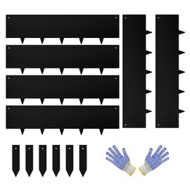 Steel Landscape Edging - 40" LX10 H Metal Garden Edging - Landscape Lawn Edging - 20FT Total 6 Pcs - No-Dig Hammer Heavy Duty Metal Edging Bendable Border Strips for Lawn Yard Black GJWCVL - 6 Clips