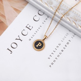 BIFACE Initial Necklaces for Women Gold Jewelry for Women 14K Gold Plated Letter Choker Necklaces Gold Jewelry Valentine's Day Gifts for Women Girl Shell, Stainless Steel, Cubic Zirconia