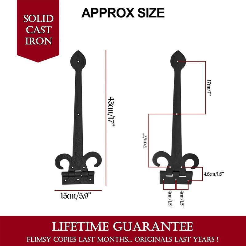 SaKeGa Heavy Duty Strap Hinge for Gates and Doors Decorative