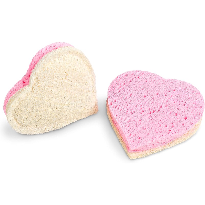Esponja Exfoliante Fushay Luffalu Pro Pink Hearts Celulosa y Loofah
