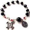 elegantmedical HANDMADE SILVETR Wire Wrap Black Agate Prayer Beads Bracelet