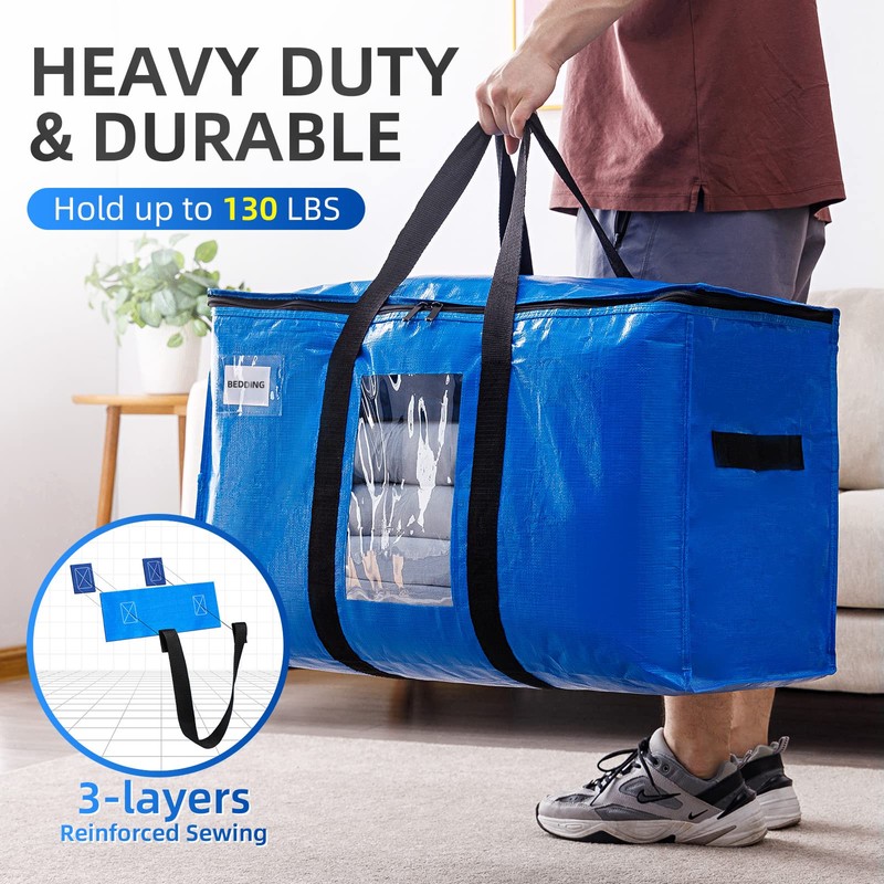 TAILI Extra Large Moving Bags, 6 Pack Blue Heavy Duty