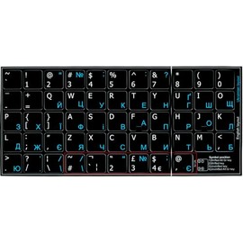 Ukrainian - English Non-Transparent Keyboard Labels Layout Black OR White Background (14x14) for Desktop, Laptop and Notebook (Black Background)