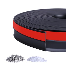 DGSL Garage Door Seal Top and Sides Seal Strip,49Ft Weather Stripping Garage Door Trim Seal Weatherproofing Garage Door Seals with Nails（Black）