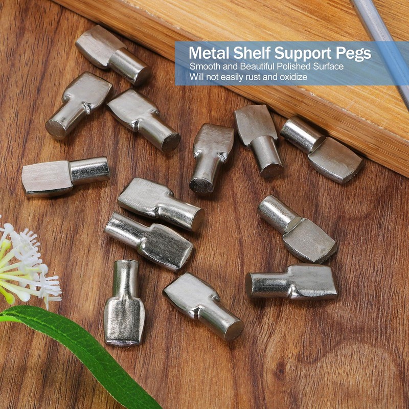 Jamiikury Shelf Pins Pegs Spoon Shaped, Silver Shelf Holders Pegs,