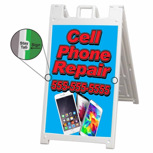 Cell Phone Repair (24" X 36") Standard A-Frame Signicade, Includes
