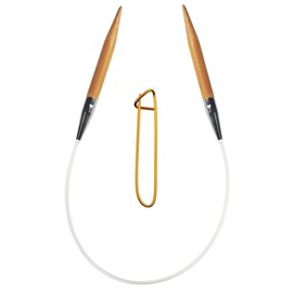 ChiaoGoo Knitting Needles Circular 16 inch (41cm) Bamboo Dark Patina Size US 6 (4mm) Bundle with 1 Sturdy Stitch Holder 2016-6