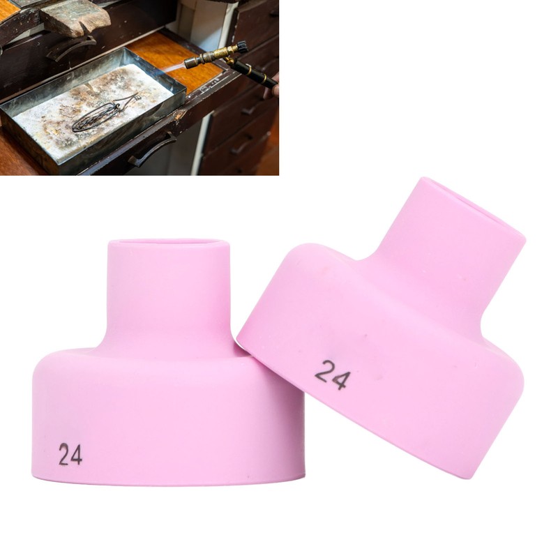 2Pcs TIG Welding Cup 24# Ceramic Nozzle 2.4mm Center Hole