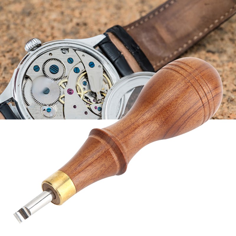 Wooden Handle Alloy Steel Watch Pry Watch Case Remover Watch