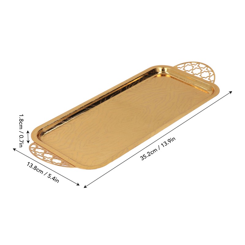 Serving Tray Gold Retro Light Luxury Oblong Water Cup Tea