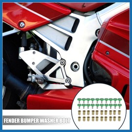 A ABSOPRO 20pcs Motorcycle Green Fender Bumper Washer Bolt Nut Kit Fastener Item Replacement