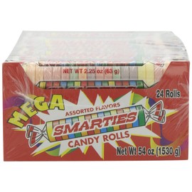 Candy Crate Smarties Candy Rolls, Mega,2.25 Ounce(24 Count), Pastel
