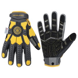 HANDLANDY Winter Cut Resistant Impact Resistant Work Gloves for Men, Padded Palm Grip Heavy Duty Working Glove (Medium, Yellow)