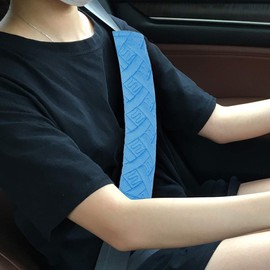 X AUTOHAUX 4 Pcs Plush Blue Car Seat Belt Protector Shoulder Strap Pads Covers