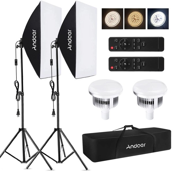 Andoer Softbox Light Stand Photo Studio Remote Photography Continuous Lighting