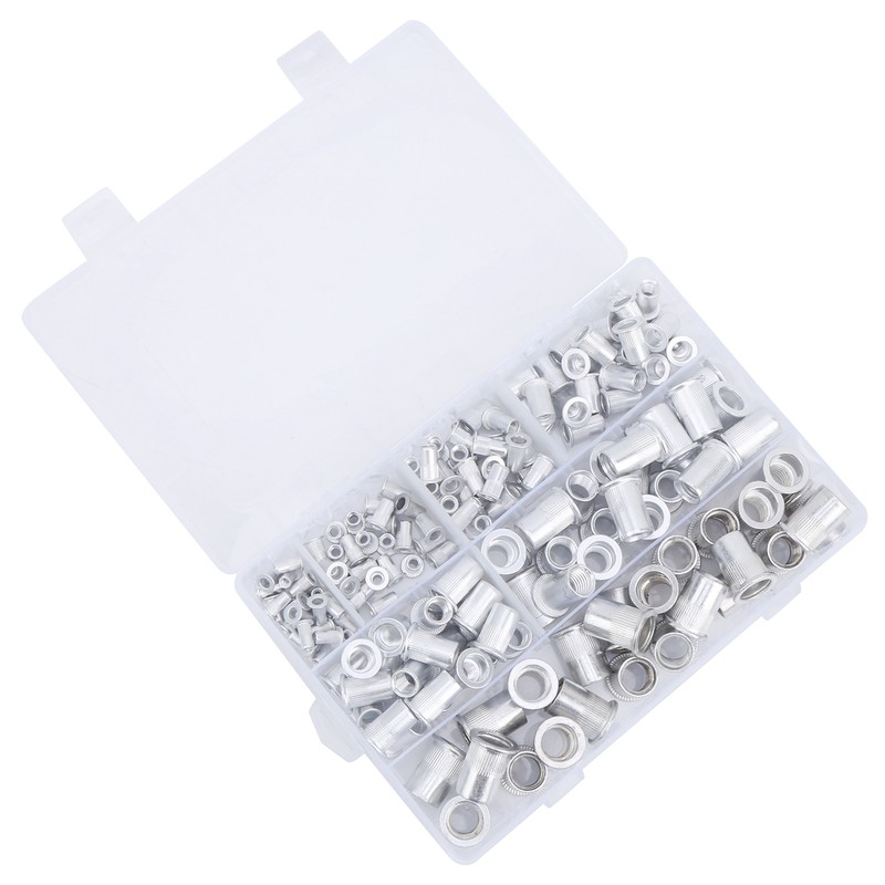175pcs Rivet Nut Set Flat Head Aluminium Nutsert Assortment with