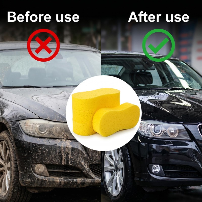 4 Pcs Car Sponges for Washing, Large Multi-Purpose Foam Cleaning