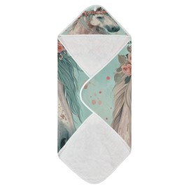 YETTASBIN Horse Baby Towel, Ultra Soft Absorbent Cotton Baby Hooded Bath Towel for Newborn Baby Boy Girl, Toddler, Infant Registry Gift - 30 x 30 Inch