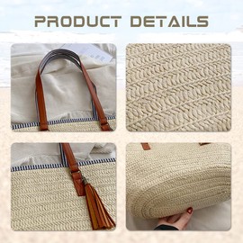 Pahajim Handbags for Women Summer Beach Bag Large Tote Bag Straw bag with Tassels Ladies Handbags for Travel, Holidays and Shopping.