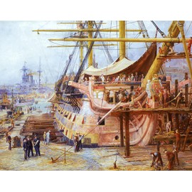 Wooden Jigsaw Puzzle for Adults - Restoring The HMS Victory - 425 Unique Wooden Pieces - Made in USA by Nautilus Puzzles