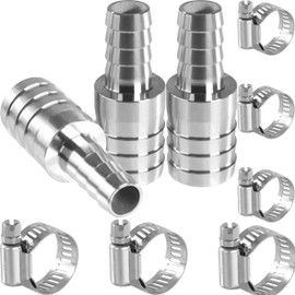 Sctihwelire Stainless Steel Hose Barb Reducer 1" (25mm) to 5/8" (16mm) Splicer Mender Reducing Barb with Stainless Steel Pipe Clamps air Hose Repair kit for Pipe Line/Fuel/Air (3 Pcs)