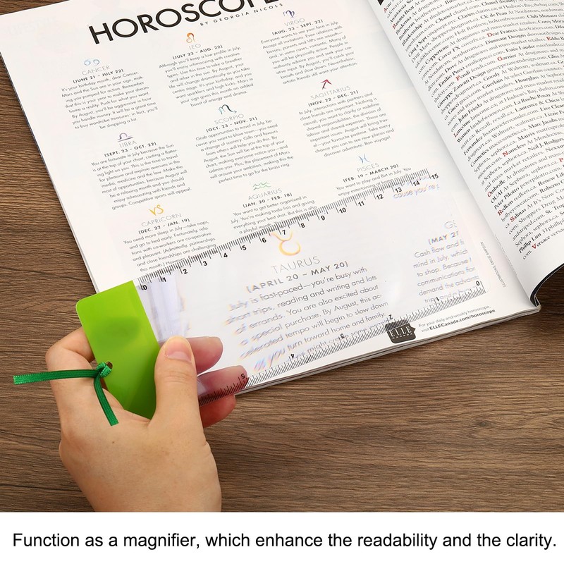 PATIKIL Bookmark Magnifier with Ruler, 2 Pack 3X Magnifying Sheet