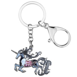 Enamel Alloy Cute Unicorn Keychains for Women Unicorn Gifts for Girls Anime Wallet Bag Charms (Black)