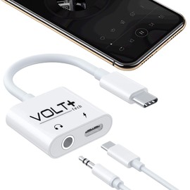 VOLT PLUS TECH USB-C to 3.5mm Headphone Jack Audio Aux & C-Type Fast Charging Adapter Compatible with Google Nexus 6 32GB and Many More Devices with C-Port