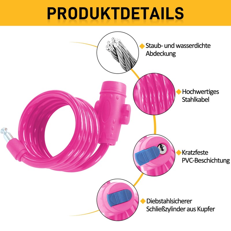 Children's Bicycle Lock, PVC Coating, Children's Bicycle Lock Waterproof and