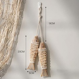 Yerleomit Maritime Decorative Wooden Fish Decoration with String, Maritime Decoration, Outdoor Hanger, Wooden Fish Decoration, Maritime Decoration for Hanging, for Home, Indoor, Outdoor, Patio, Porch