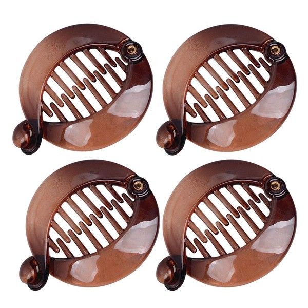4 PCS Small Round Banana Clips Resin Hair ClipsFashion Interlocking