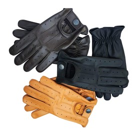 Real Soft Leather Mens Driving Gloves Without Lining (Black, Medium)