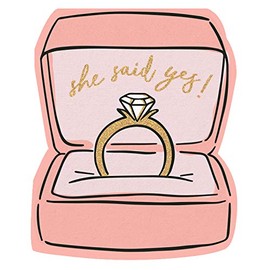 Creative Brands Slant Collections Wedding Die-Cut Cocktail/Beverage Paper Napkins, 20-Count, She Said Yes