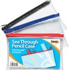 Helix clear pencil case PVC plastic 200x125mm black/blue/pink x 1