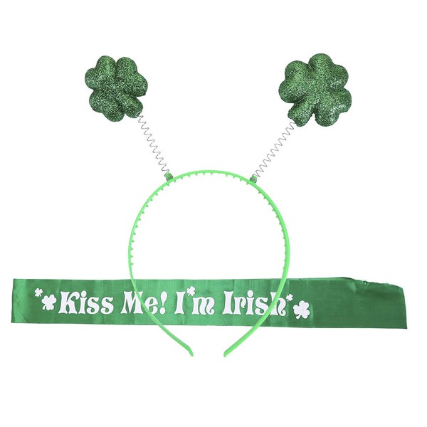 Topfunyy St. Patrick's Day Irish Shamrock Headband and Kiss Me