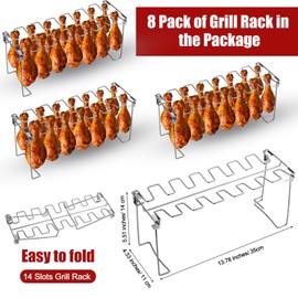8 Pcs Chicken Leg and Wing Rack for Grill 14 Slot Drumstick Holder