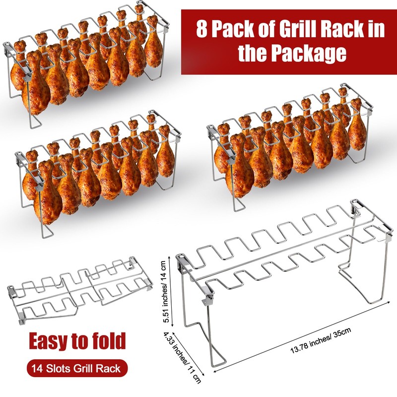 8 Pcs Chicken Leg and Wing Rack for Grill 14